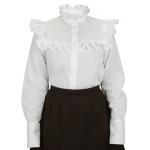  Victorian,Old West, Ladies Blouses White Cotton Solid Traditional Fit Blouses |Antique, Vintage, Old Fashioned, Wedding, Theatrical, Reenacting Costume |