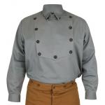  Old West, Mens Shirts Gray Cotton Solid Bib Shirts,Work Shirts |Antique, Vintage, Old Fashioned, Wedding, Theatrical, Reenacting Costume |