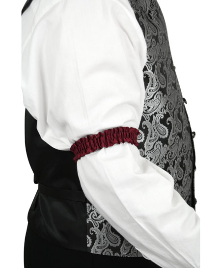 Wedding Mens Burgundy Satin,Microfiber Solid Sleeve Garter | Formal | Bridal | Prom | Tuxedo || 1 inch Satin Sleeve Garters - Burgundy (One Pair)