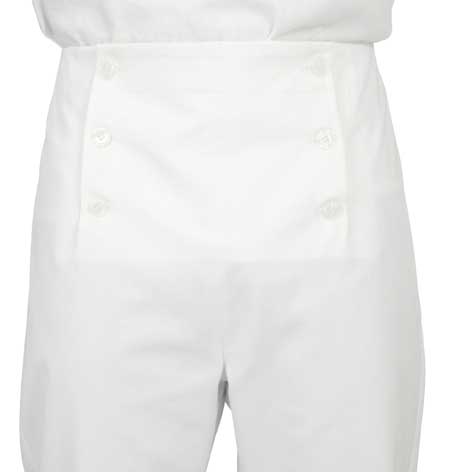 Regency Fall Front Trousers - White Twill