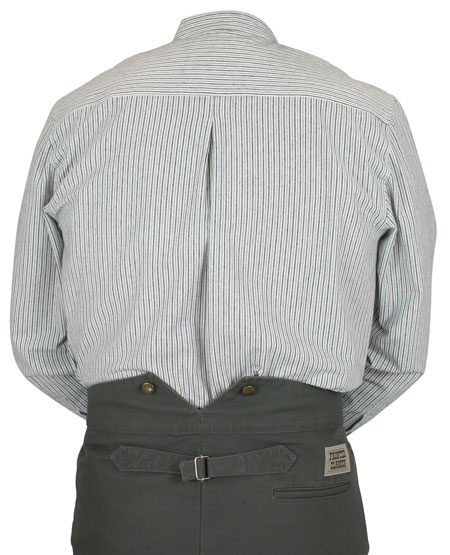 Liam Work Shirt - White with Navy Stripes