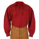  Old West,Steampunk Mens Shirts Burgundy,Red Cotton Solid Work Shirts,Pioneer Shirts |Antique, Vintage, Old Fashioned, Wedding, Theatrical, Reenacting Costume |