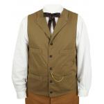  Victorian,Edwardian Mens Vests Brown Cotton Herringbone Work Vests |Antique, Vintage, Old Fashioned, Wedding, Theatrical, Reenacting Costume |