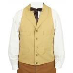  Victorian,Old West,Edwardian Mens Vests Tan Cotton Solid Work Vests |Antique, Vintage, Old Fashioned, Wedding, Theatrical, Reenacting Costume |