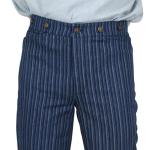  Victorian,Old West,Steampunk,Edwardian Mens Pants Blue Cotton Blend Stripe Dress Pants,Work Pants |Antique, Vintage, Old Fashioned, Wedding, Theatrical, Reenacting Costume |