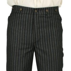  Victorian,Old West,Steampunk,Edwardian Mens Pants Black Cotton Blend Stripe Dress Pants,Work Pants |Antique, Vintage, Old Fashioned, Wedding, Theatrical, Reenacting Costume |