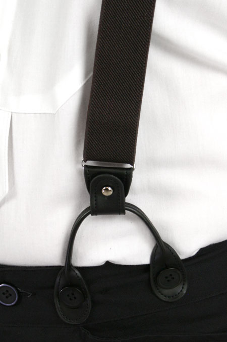 Brown Elastic Convertible Suspenders (Long)