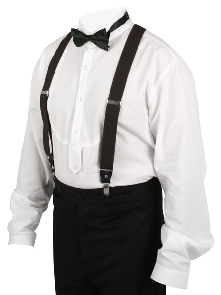 Brown Elastic Convertible Suspenders (Long)
