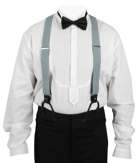 Silver Elastic Convertible Suspenders (Long)