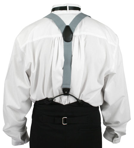 Silver Elastic Convertible Suspenders (Long)