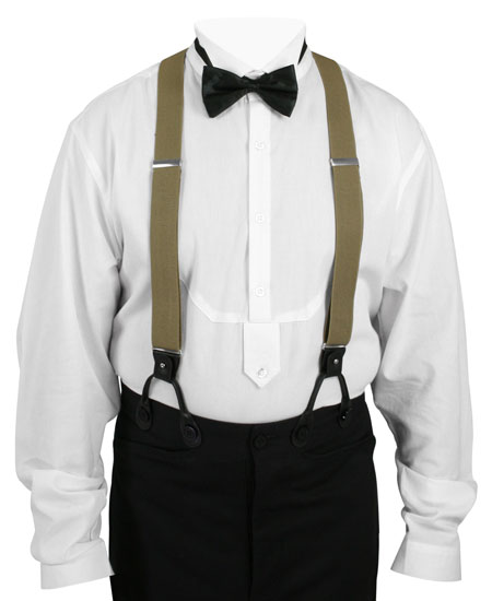 Taupe Elastic Convertible Suspenders (Long)