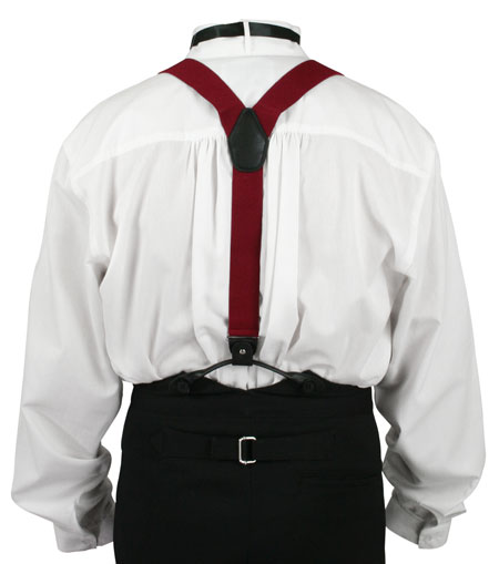 Wine Elastic Convertible Suspenders (Long)
