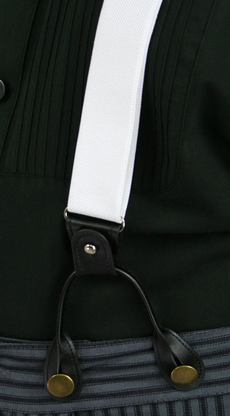 White Elastic Convertible Suspenders (Long)