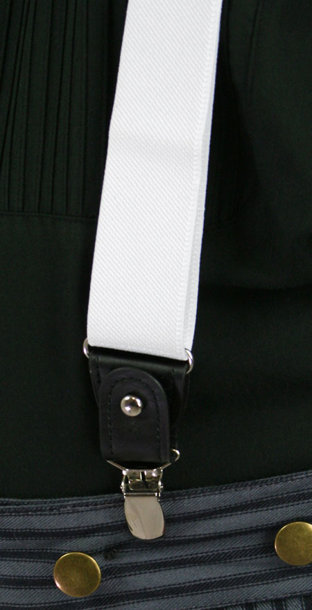 White Elastic Convertible Suspenders (Long)
