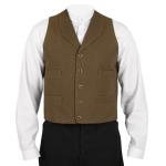  Victorian,Old West,Steampunk,Edwardian Mens Vests Brown Canvas,Cotton Solid Work Vests,Matched Separates |Antique, Vintage, Old Fashioned, Wedding, Theatrical, Reenacting Costume |