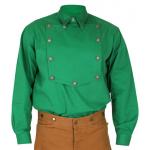  Old West Mens Shirts Green Cotton Solid Bib Shirts,Work Shirts |Antique, Vintage, Old Fashioned, Wedding, Theatrical, Reenacting Costume | Mardi Gras