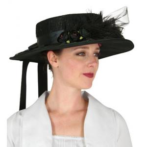  Victorian,Edwardian Ladies Hats Black Satin,Synthetic,Lace Floral Day Hats,Boaters |Antique, Vintage, Old Fashioned, Wedding, Theatrical, Reenacting Costume |