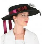  Victorian,Edwardian Ladies Hats Burgundy,Black Floral Day Hats,Boaters |Antique, Vintage, Old Fashioned, Wedding, Theatrical, Reenacting Costume |