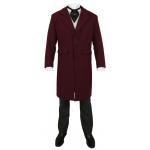  Victorian,Edwardian,Old West Mens Coats Burgundy Wool Blend,Synthetic Solid Frock Coats |Antique, Vintage, Old Fashioned, Wedding, Theatrical, Reenacting Costume |