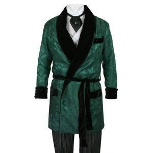  Victorian,Edwardian Mens Coats Green Brocade,Velvet,Synthetic Floral Smoking Robes,Smoking Jackets |Antique, Vintage, Old Fashioned, Wedding, Theatrical, Reenacting Costume | Vintage Smoking,Mardi Gras