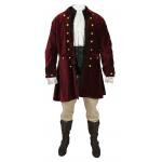  Pirate Mens Coats Burgundy Cotton,Velvet Solid Frock Coats |Antique, Vintage, Old Fashioned, Wedding, Theatrical, Reenacting Costume |