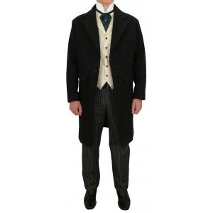  Victorian,Old West Mens Coats Black Wool Solid Frock Coats |Antique, Vintage, Old Fashioned, Wedding, Theatrical, Reenacting Costume | Dickens