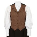  Victorian,Old West,Edwardian Ladies Vests Brown Tweed,Wool Blend Herringbone Dress Vests,Work Vests |Antique, Vintage, Old Fashioned, Wedding, Theatrical, Reenacting Costume |