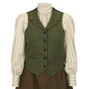  Victorian,Old West,Edwardian Ladies Vests Green Tweed,Wool Blend,Synthetic Herringbone Dress Vests,Work Vests |Antique, Vintage, Old Fashioned, Wedding, Theatrical, Reenacting Costume | Aviator