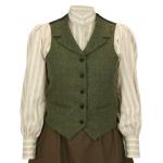  Victorian,Old West,Edwardian Ladies Vests Green Tweed,Wool Blend Herringbone Dress Vests,Work Vests |Antique, Vintage, Old Fashioned, Wedding, Theatrical, Reenacting Costume |