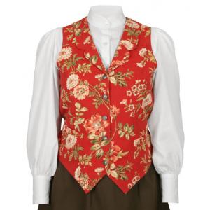  Victorian,Old West,Edwardian Ladies Vests Red Cotton Floral Dress Vests |Antique, Vintage, Old Fashioned, Wedding, Theatrical, Reenacting Costume |