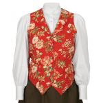  Victorian,Old West,Edwardian Ladies Vests Red Cotton Floral Dress Vests |Antique, Vintage, Old Fashioned, Wedding, Theatrical, Reenacting Costume |