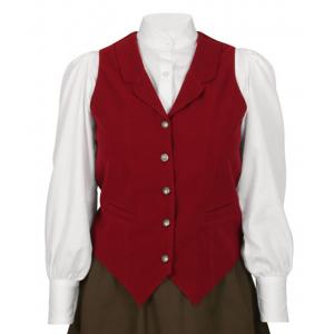  Victorian,Old West,Edwardian Ladies Vests Red Synthetic Solid Dress Vests |Antique, Vintage, Old Fashioned, Wedding, Theatrical, Reenacting Costume |