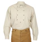  Old West Mens Shirts Tan Cotton Solid Bib Shirts,Work Shirts |Antique, Vintage, Old Fashioned, Wedding, Theatrical, Reenacting Costume |