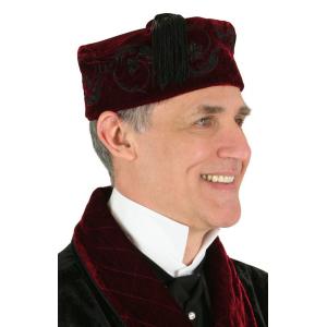  Victorian,Steampunk,Edwardian Mens Hats Burgundy Velvet Smoking Caps,Caps |Antique, Vintage, Old Fashioned, Wedding, Theatrical, Reenacting Costume |