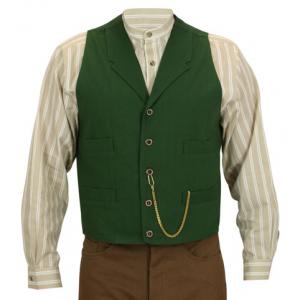  Victorian,Old West,Steampunk,Edwardian Mens Vests Green Canvas,Cotton Solid Work Vests,Matched Separates |Antique, Vintage, Old Fashioned, Wedding, Theatrical, Reenacting Costume |