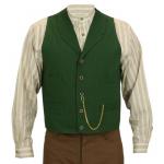  Victorian,Old West,Steampunk,Edwardian Mens Vests Green Canvas,Cotton Solid Work Vests |Antique, Vintage, Old Fashioned, Wedding, Theatrical, Reenacting Costume |