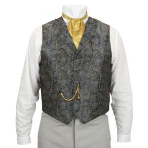  Victorian,Edwardian,Old West Mens Vests Gray Satin,Microfiber,Synthetic Paisley,Floral Dress Vests |Antique, Vintage, Old Fashioned, Wedding, Theatrical, Reenacting Costume |