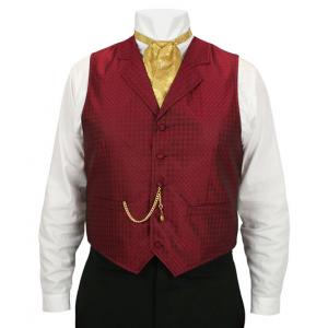  Victorian,Edwardian,Old West Mens Vests Burgundy,Red Satin,Microfiber,Synthetic Geometric Dress Vests |Antique, Vintage, Old Fashioned, Wedding, Theatrical, Reenacting Costume |