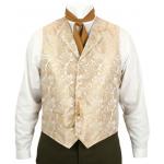  Victorian,Edwardian,Old West Mens Vests Gold,Yellow,Ivory Satin,Microfiber,Synthetic Paisley,Floral Dress Vests |Antique, Vintage, Old Fashioned, Wedding, Theatrical, Reenacting Costume |