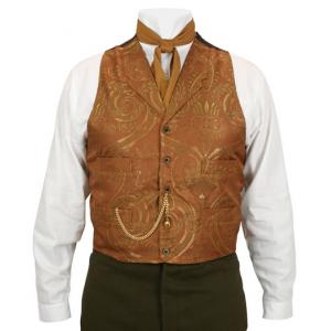  Regency,Victorian Mens Vests Brown Microfiber,Synthetic Floral Dress Vests |Antique, Vintage, Old Fashioned, Wedding, Theatrical, Reenacting Costume |