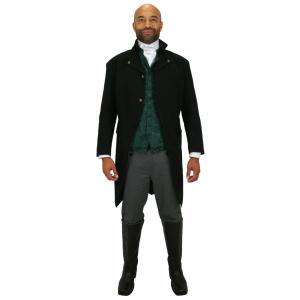  Regency Mens Coats Black Cotton Solid Cutaway Coats,Newmarket Coats,Tail Coats |Antique, Vintage, Old Fashioned, Wedding, Theatrical, Reenacting Costume |