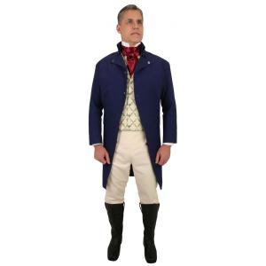  Regency Mens Coats Blue Cotton,Canvas Solid Cutaway Coats,Newmarket Coats,Tail Coats |Antique, Vintage, Old Fashioned, Wedding, Theatrical, Reenacting Costume |