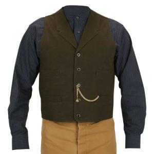  Victorian,Edwardian,Old West,Steampunk Mens Vests Brown Canvas,Cotton Solid Work Vests |Antique, Vintage, Old Fashioned, Wedding, Theatrical, Reenacting Costume |