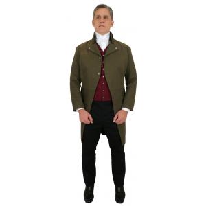  Regency Mens Coats Brown Cotton Solid Cutaway Coats,Newmarket Coats,Tail Coats |Antique, Vintage, Old Fashioned, Wedding, Theatrical, Reenacting Costume |