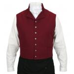  Regency Mens Vests Burgundy,Red Cotton Solid Dress Vests |Antique, Vintage, Old Fashioned, Wedding, Theatrical, Reenacting Costume |