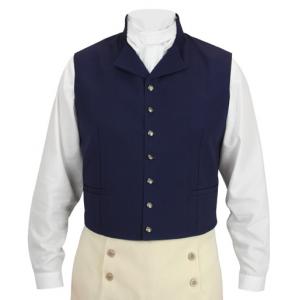  Regency Mens Vests Blue Cotton Solid Dress Vests |Antique, Vintage, Old Fashioned, Wedding, Theatrical, Reenacting Costume |
