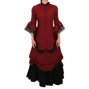  Victorian,Old West Ladies Dresses and Suits Red Cotton Floral Suits,Dresses |Antique, Vintage, Old Fashioned, Wedding, Theatrical, Reenacting Costume |