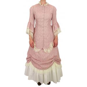  Victorian,Old West Ladies Dresses and Suits Pink,Burgundy,Red Cotton Floral Suits,Dresses |Antique, Vintage, Old Fashioned, Wedding, Theatrical, Reenacting Costume |