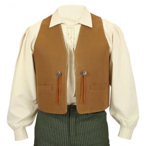  Old West Mens Vests Brown Cotton Solid Work Vests |Antique, Vintage, Old Fashioned, Wedding, Theatrical, Reenacting Costume |