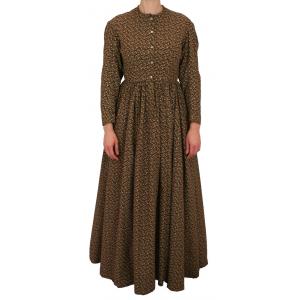  Victorian,Old West,Edwardian Ladies Dresses and Suits Brown Cotton Floral,Calico Dresses |Antique, Vintage, Old Fashioned, Wedding, Theatrical, Reenacting Costume |